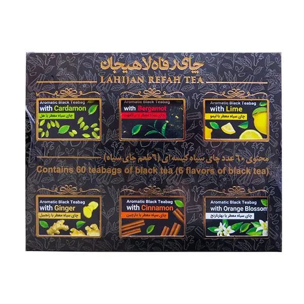 چای کیسه ای رفاه لاهیجان 6طعم 60عددی